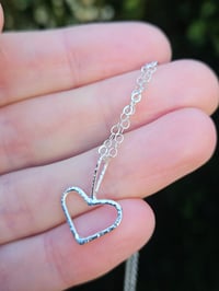 Image 1 of Classic Sterling Silver Wire Heart Necklace 