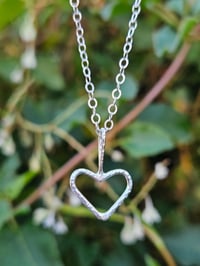 Image 3 of Classic Sterling Silver Wire Heart Necklace 
