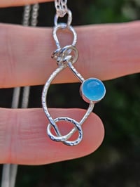 Image 3 of Eternity Knot  - Sterling Silver & Chalcedony Gemstone Necklace 