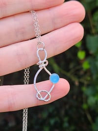 Image 4 of Eternity Knot  - Sterling Silver & Chalcedony Gemstone Necklace 