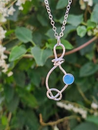 Image 2 of Eternity Knot  - Sterling Silver & Chalcedony Gemstone Necklace 