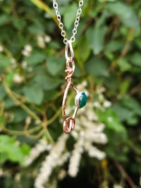 Image 5 of Copper Wire Eternal Knot & Agate Gemstone Necklace 