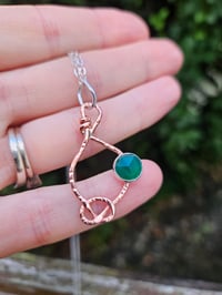 Image 3 of Copper Wire Eternal Knot & Agate Gemstone Necklace 