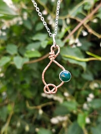 Image 6 of Copper Wire Eternal Knot & Agate Gemstone Necklace 