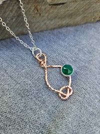 Image 2 of Copper Wire Eternal Knot & Agate Gemstone Necklace 