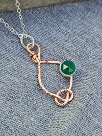Image 4 of Copper Wire Eternal Knot & Agate Gemstone Necklace 