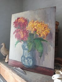Image 3 of Peinture à l'huile bouquet de Dahlias 