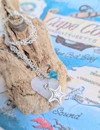 Image 1 of Cape Cod Sea Glass Pendant Heart Shaped Frosty White Ocean Tumbled Beach Glass Necklace