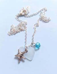 Image 5 of Cape Cod Sea Glass Pendant Heart Shaped Frosty White Ocean Tumbled Beach Glass Necklace