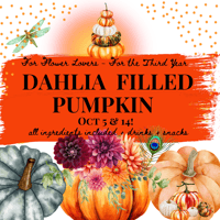 Image 1 of DAHLIA FILLED PUMPKIN: FALL CENTERPIECE 