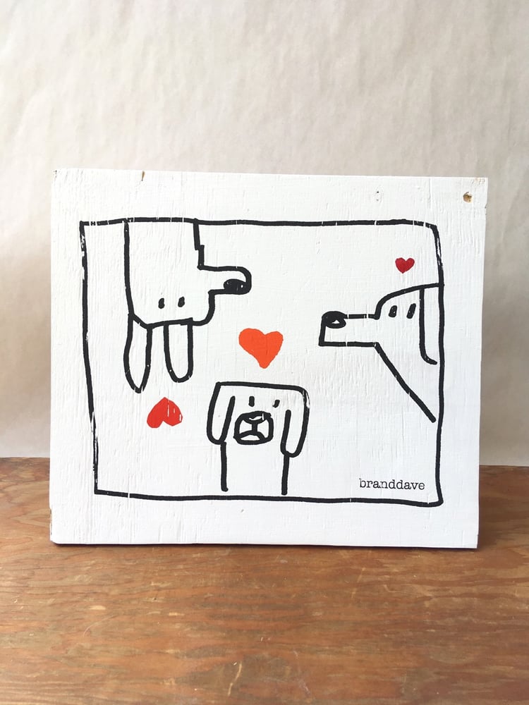 Image of Three Hearts - print on wood panel