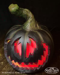 Image 2 of BLACK SPOOKY Halloween Pumpkin Carved by hand & Customized