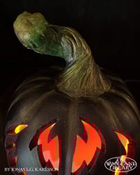 Image 3 of BLACK SPOOKY Halloween Pumpkin Carved by hand & Customized