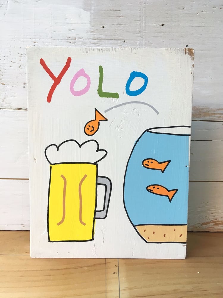 Image of YOLO - print on wood panel