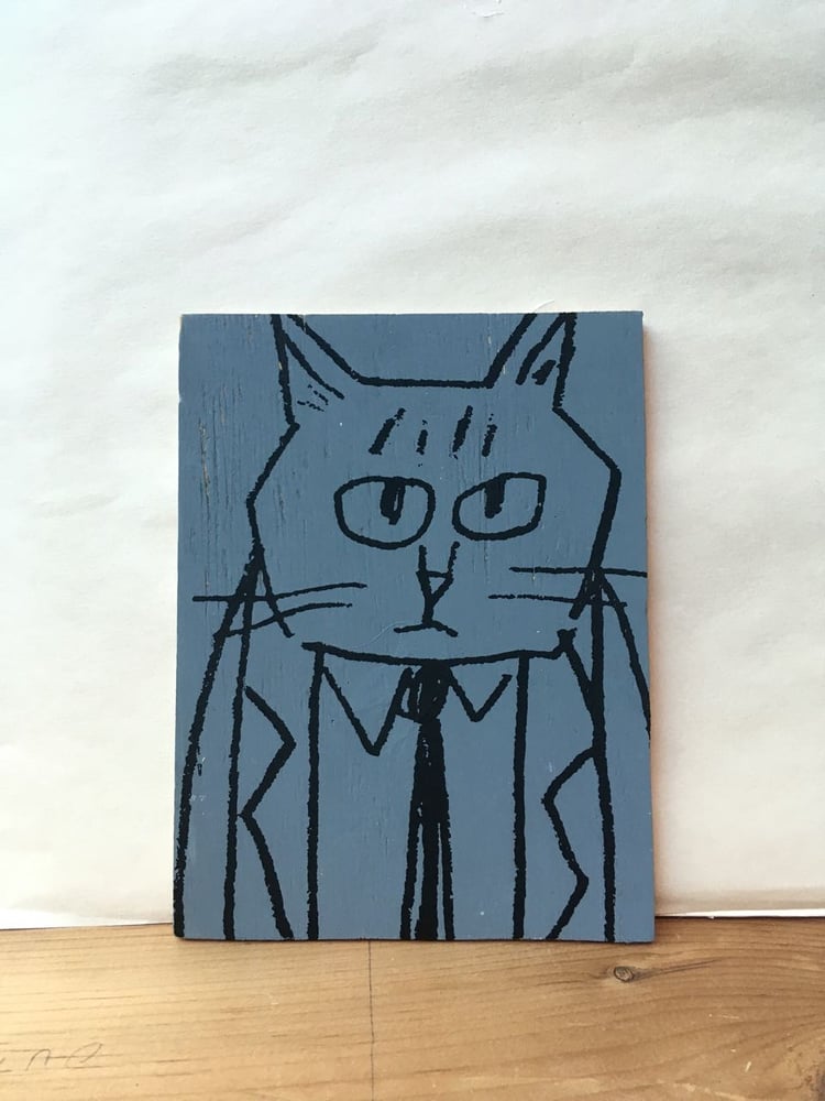Image of Cat Suit - print on wood panel