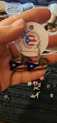 Image 2 of Puerto Rico Flag with Coqui Earrings