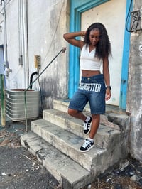 Image 2 of  OG “Distressed Rhinestone” Jorts 2.0