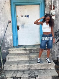 Image 4 of  OG “Distressed Rhinestone” Jorts 2.0