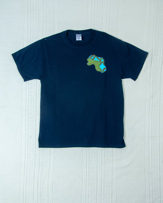 Navy Blue Psychedelic Blob Upcycled T-Shirt