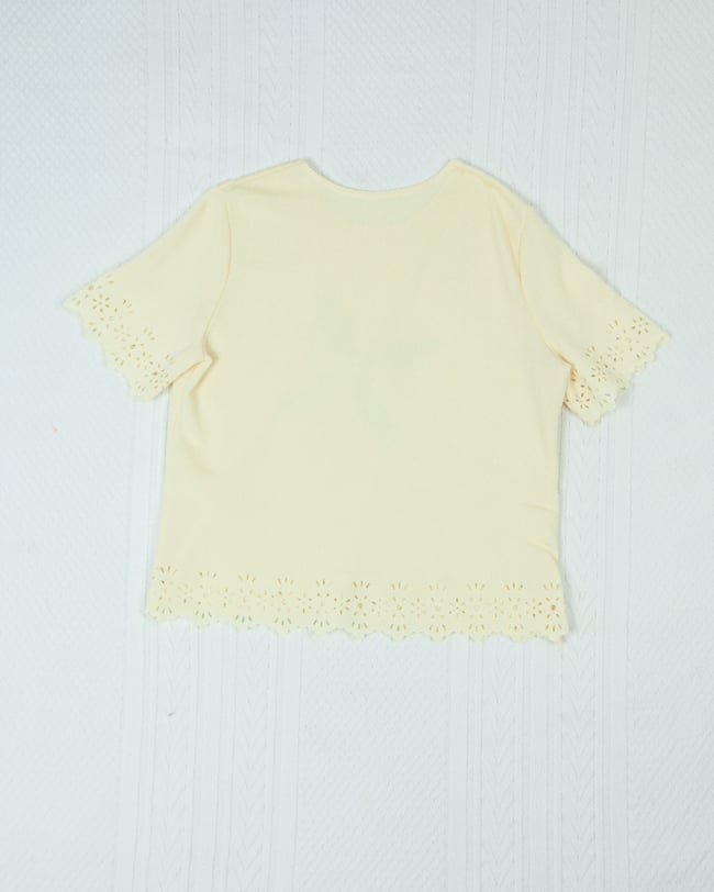 Upcycled Quilted Star Scalloped Hem T-Shirt