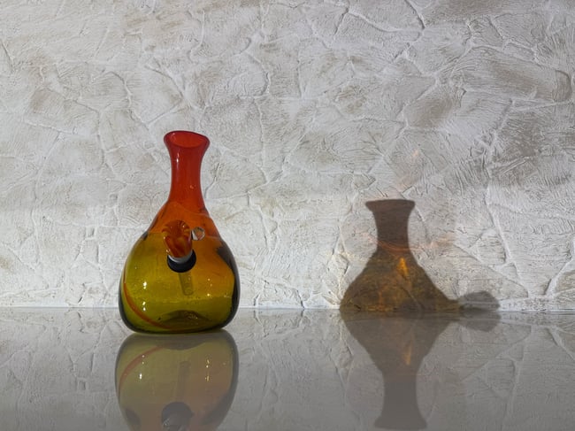 (21+) Upcycled Blenko Style Orange & Yellow Glass Water Smokeware Vase
