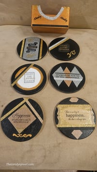 Image 2 of Set of 4 unique round coasters 2 themes to choose from