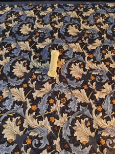 Image of Handkerchief - small - black with blue and grey leaves