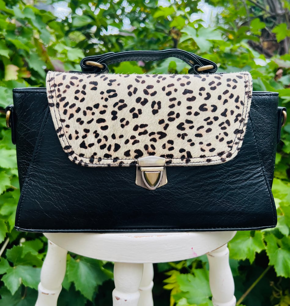 Image of Harlequin Collection Multicoloured Recycled Leather Handbag #22C