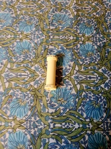Image of Handkerchief - small - Morrisesque cream with blue flowers and green leaves