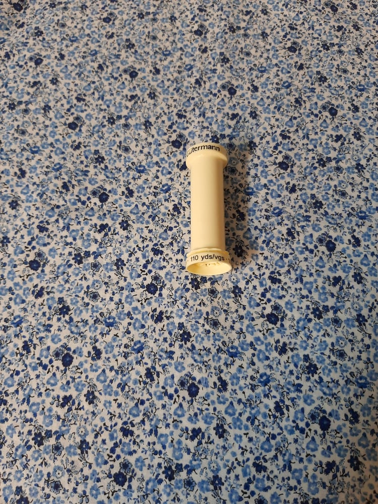 Image of Handkerchief - small - white with petite blue and navy flowers