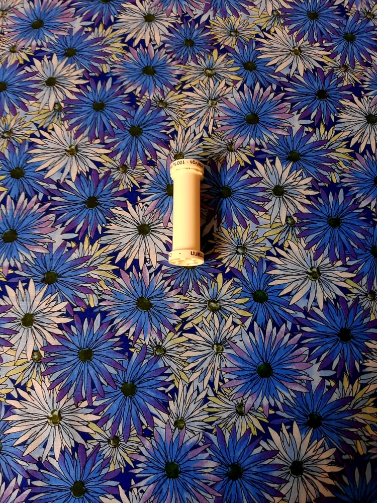 Image of Handkerchief - large - vibrant blue flowers