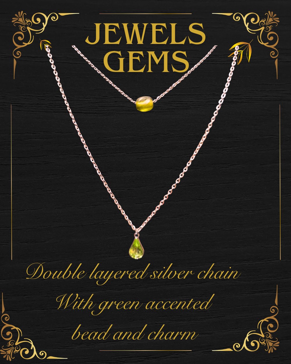 Image of Green Envy Double layered chain necklace 