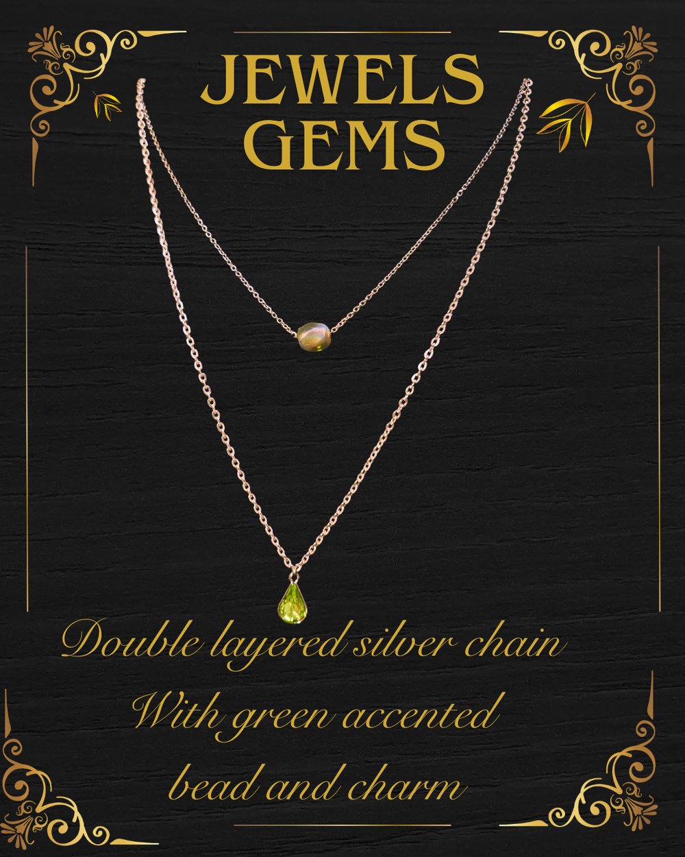 Image of Green Envy Double layered chain necklace 