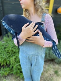 Image 4 of Handmade Toy Blue Velvet Whale 