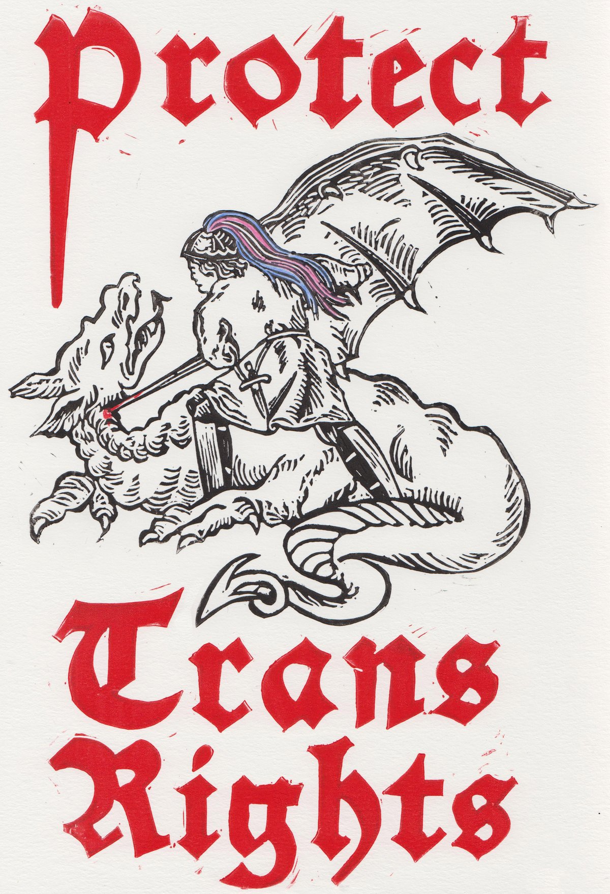 Image of Trans Rights Lino print