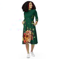 Image 4 of  Autumn Night - Long Sleeve Dress With Pockets - Ltd Edition - Forest Green