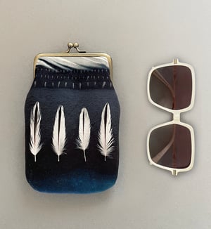 Image of Oystercatcher feathers, velvet glasses case with kisslock frame