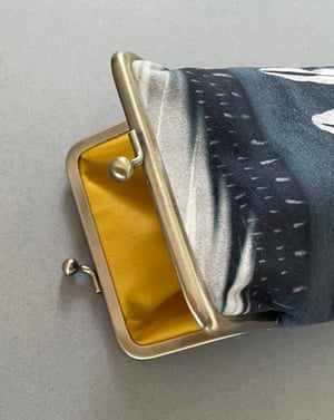 Image of Oystercatcher feathers, velvet glasses case with kisslock frame