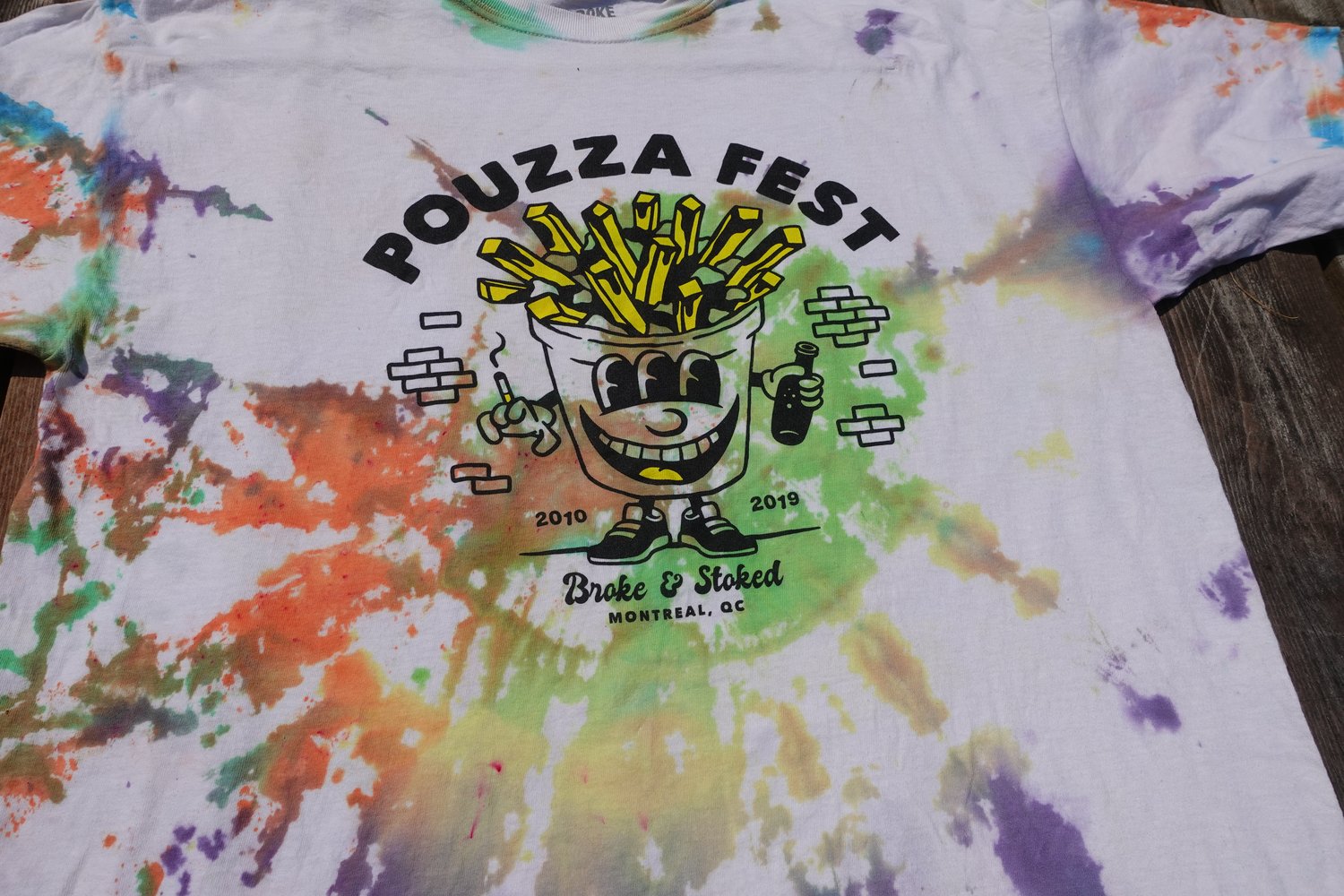 Image de Pouzza x Broke n Stoked Tie Dye T-shirt ( ONE OF A KIND - XL )
