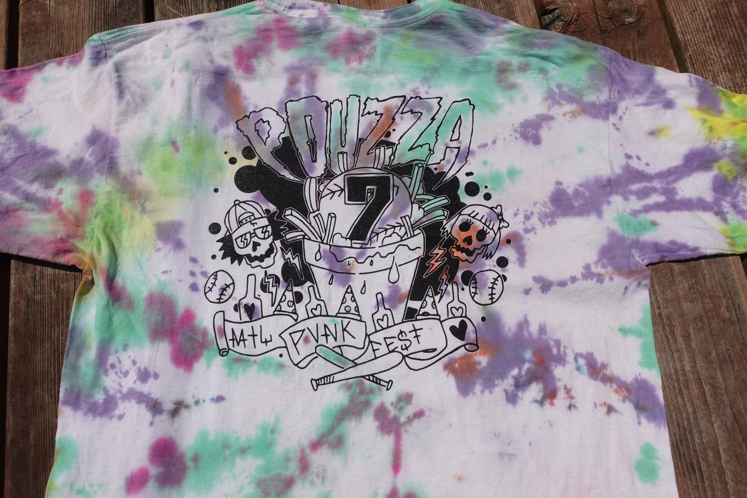 Image de Pouzza x Broke N Stoked x MUDIE Tie Dye T-shirt ( ONE OF A KIND ! ) LARGE