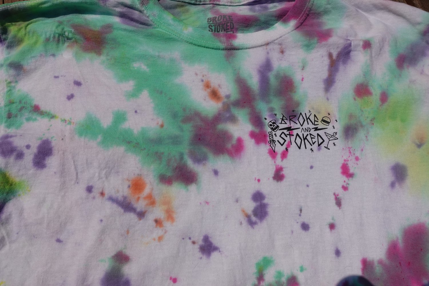 Image of Pouzza x Broke N Stoked x MUDIE Tie Dye T-shirt ( ONE OF A KIND ! ) LARGE