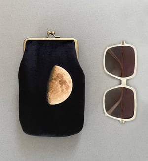 Image of Moon, velvet glasses case with kisslock frame