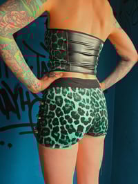 Image 2 of Green velvet shorts with studs S/M