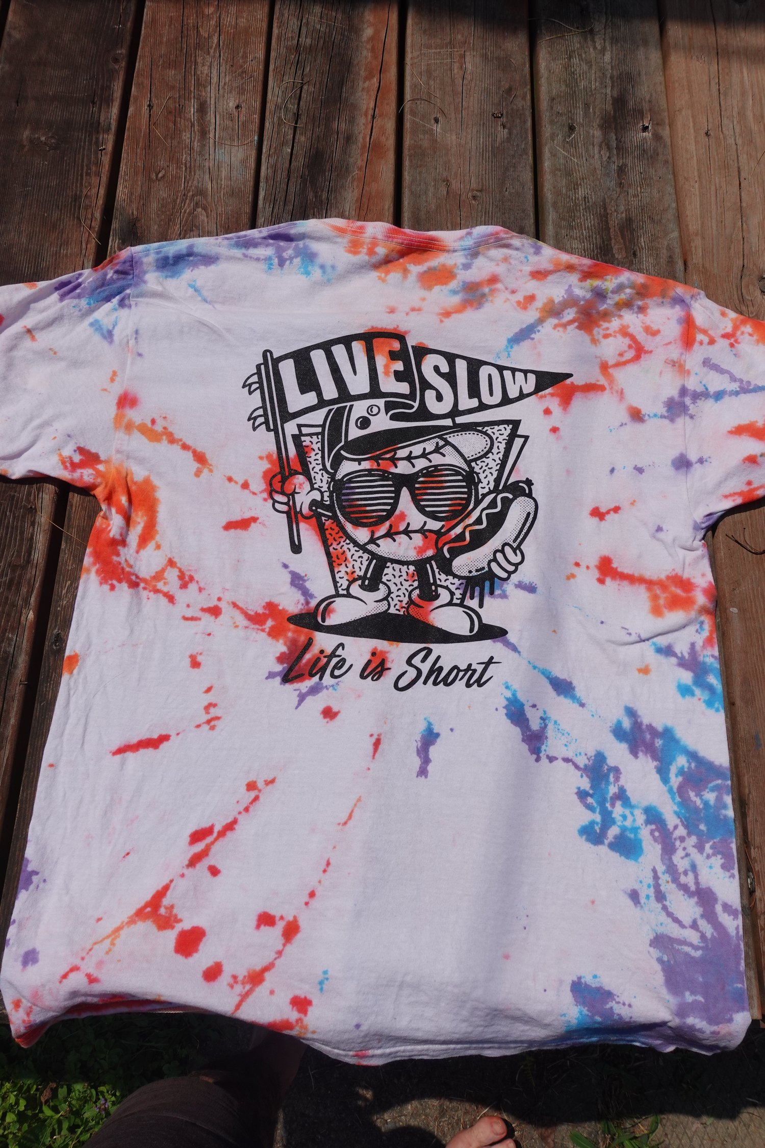 Image of Pouzza x Broke & Stoked Tie-Dye T-shirt ( ONE OF A KIND )- LARGE !!