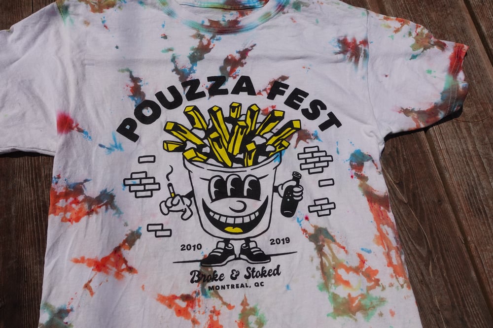 Image de Pouzza X Broke & Stoked Tie-Dye T-Shirt ( ONE OF A KIND ) Small!