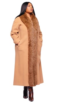 Image 1 of Vintage Long Line Fur Collar Wool Coat 