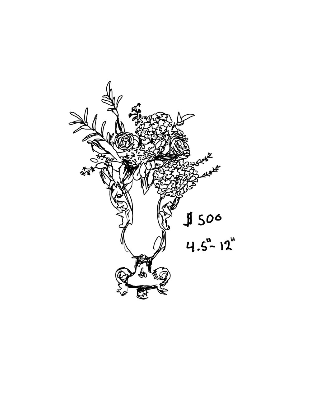 Image of Bouquet Sketch in Victorian Vase