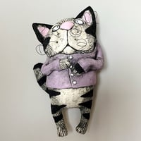 Image 1 of Cat with lilac Sweater & Very Wild Whiskers