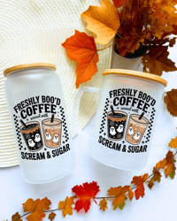 Image 2 of Freshly Boo'd Coffee w/scream and sugar Glass Can/Mug