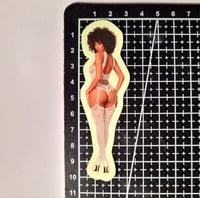 Image 2 of Gorgeous Woman With A Gorgeous Booty In A White Bodystocking Glossy Finish Glow In The Dark Sticker